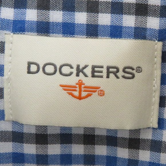 Dockers* Men's Short Sleeve Button Down Curved Hem Pocket Plaid Shirt~ Size XL - Picture 3 of 11